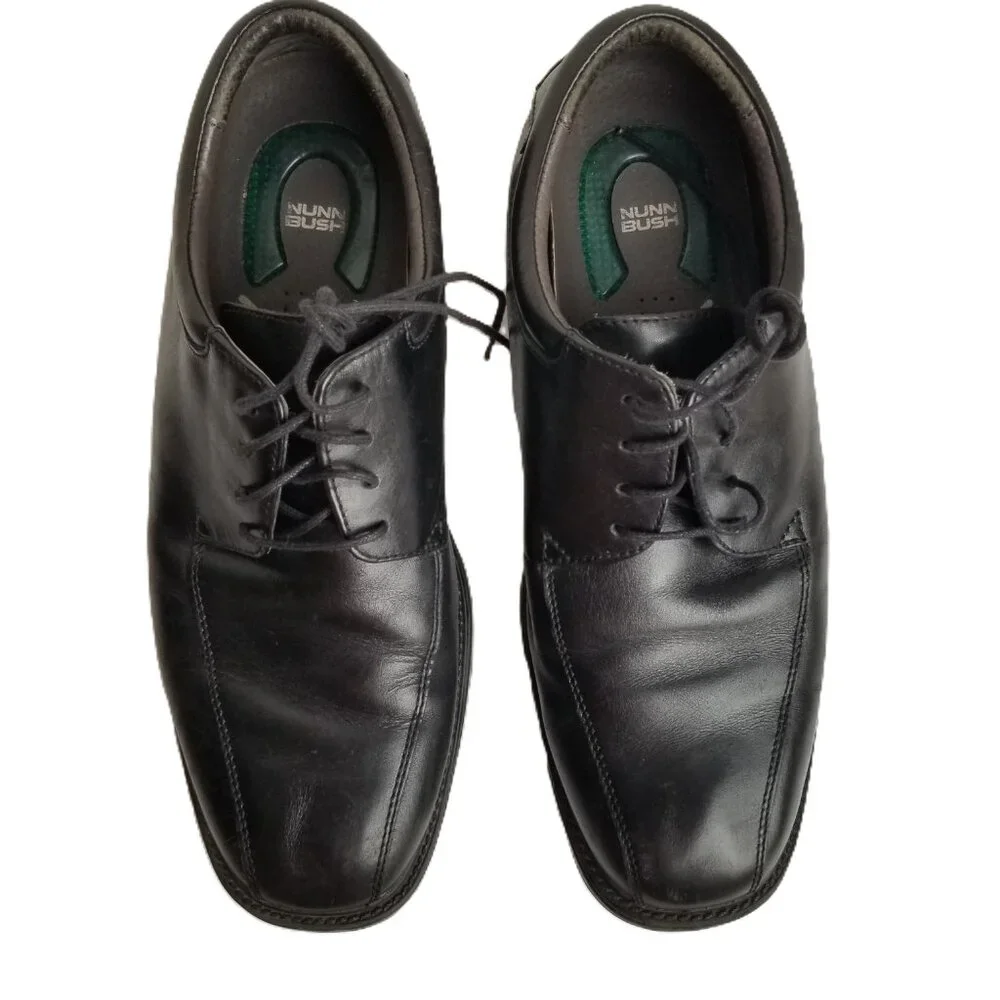 Nunn Bush Black Leather Derby 105 Medium ComfortGel Professional